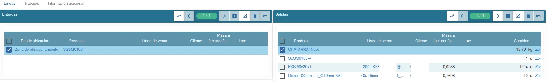 Captura 2_Máquinas TRUMPF_Información recibida en Tryton de las piezas cortadas por la máquina láser