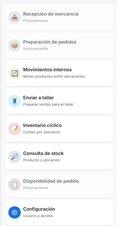 Aplicación móvil de Kopen para gestión de almacén