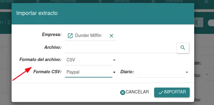 Contabilidad - importar extractos en CSV - Tryton 8.2